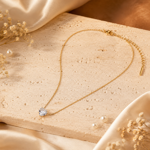 Chain Gold-Tone Layered Link White Stone Accent Pendant Style