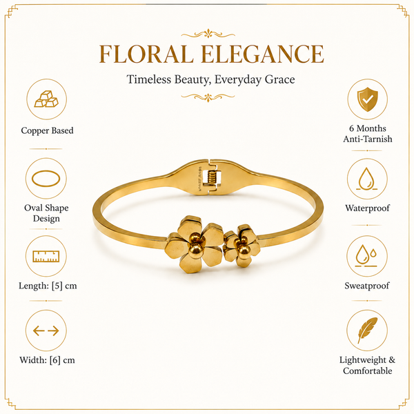 Gold Honeycomb Diamond Oval Kada for Women | Hexagonal Stone Pattern Stainless Steel Ladies Bangle | Geometric Design Jewellery - House of Viya