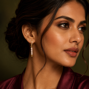 Earrings Gold-Tone Asymmetrical Geometric Crystal Earrings - House of Viya