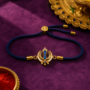 Rakhi Stone-Studded Khanda Motif Religious Traditional Rakhi