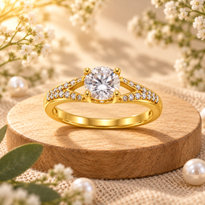 Rings Dual-Tone Polished White Stone Spiral Ring