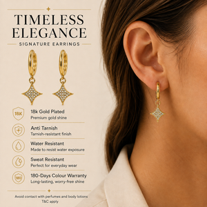 Earrings Gold-Tone Star Charm Hoop Drop Earrings