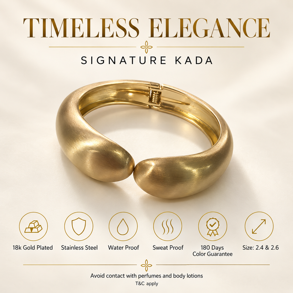 Kadas Gold-Tone Embossed Broad Kada