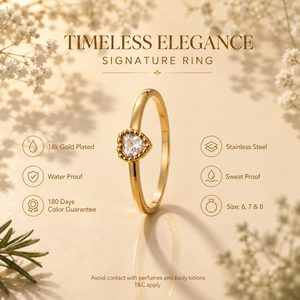 Anti tranish Gold plated Green plated 2 Circel between 1 Square Rings for adults - 1PC