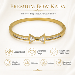 Gold Cluster Diamond Trio Oval Kada for Women | Three Stone Grouping Stainless Steel Ladies Bangle | Statement Festive Jewellery