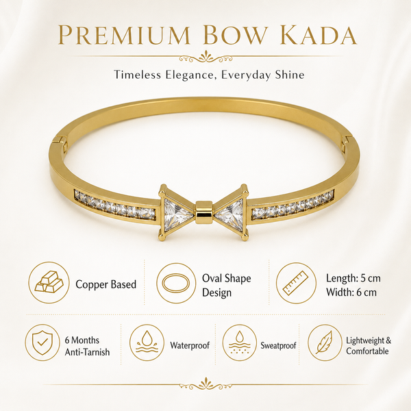 Gold Cluster Diamond Trio Oval Kada for Women | Three Stone Grouping Stainless Steel Ladies Bangle | Statement Festive Jewellery - House of Viya