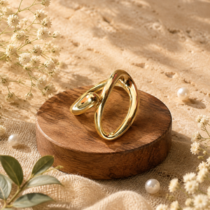 Anti tranish Gold plated Oval Loop Rings for adults - 1PC