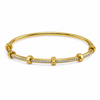 Gold Princess Cut Diamond Panel Oval Kada for Women | Square Stone Stainless Steel Ladies Bangle | Geometric Festive Jewellery