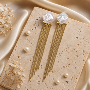 Earrings Gold-Tone Oval Frame Stone Hoop Earrings - House of Viya