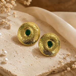 Earrings Gold-Tone Emerald Oval Hoop Earrings - House of Viya