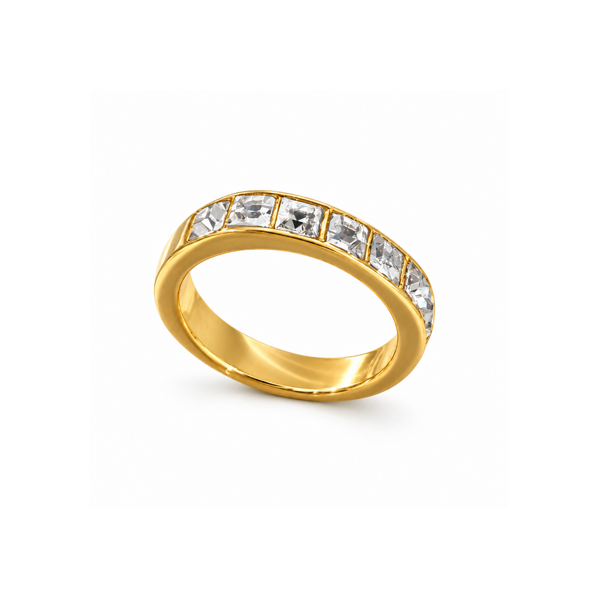 Rings Dual-Tone Polished White Stone Layered Ring