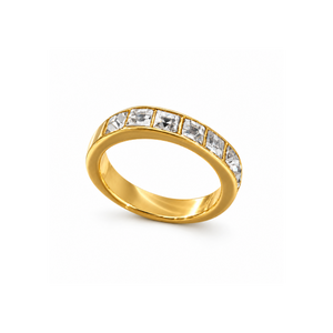 Rings Dual-Tone Polished White Stone Layered Ring