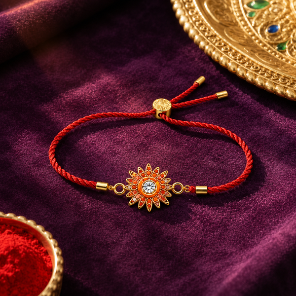Rakhi Stone-Studded Sun Chakra Motif Design Rakhi