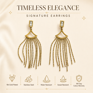 Earrings Gold-Tone Tension Set Stone Drop Earrings - House of Viya