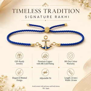 18K Gold Plated Rakhi Stone-Studded Anchor Motif Design Rakhi - House of Viya