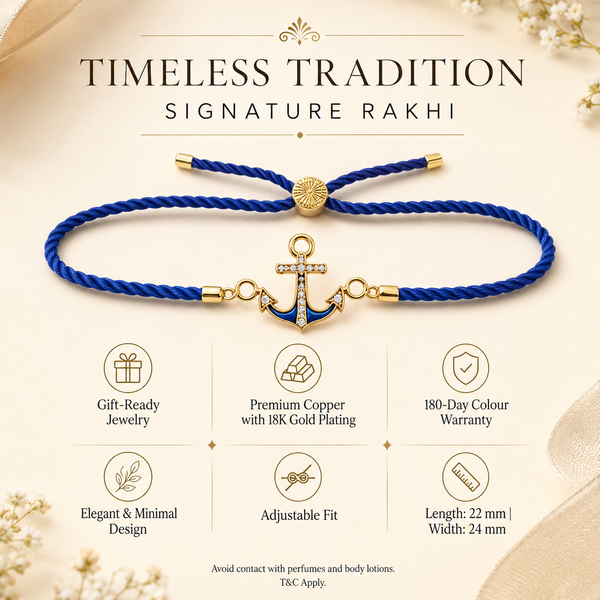Rakhi Stone-Studded Anchor Motif Design Rakhi