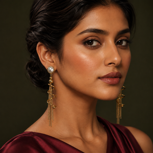 Earrings Gold-Tone Teardrop Bezel Stone Earrings - House of Viya