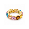 Rings Dual-Tone Polished Rainbow Stone Statement Ring