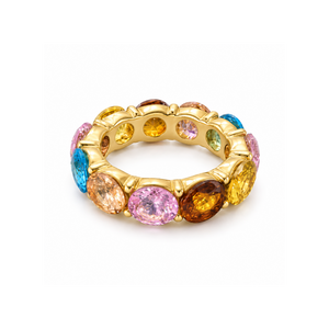 Rings Dual-Tone Polished Rainbow Stone Statement Ring