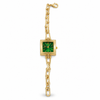 Watches Gold-Tone Square Green Dial Chain Link Bracelet Watch for Women