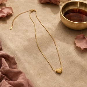 Chain 18K Gold-Plated Fine Chain with Textured Heart Pendant - House of Viya