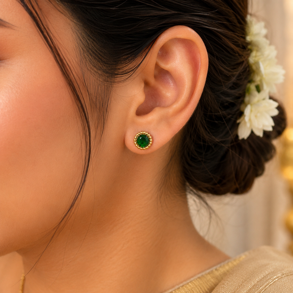 Earrings Crystal, Emerald & Black Onyx Oval Antique Stud Earrings Set of 3 Pairs