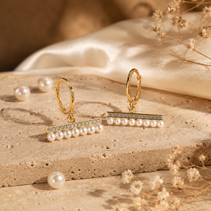 Earrings Gold-Tone Arc Shaped Linear Crystal Earrings - House of Viya