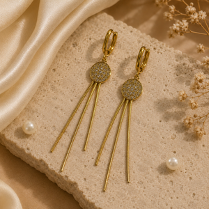 Earrings Gold-Tone Tourmaline Crystal Cluster Earrings - House of Viya