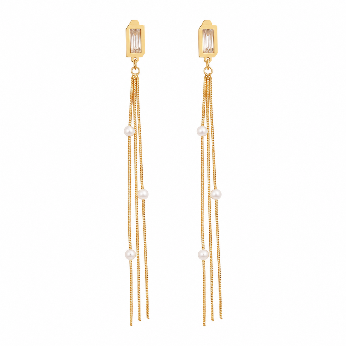 Earrings Gold-Tone Diagonal Bar Linear Stone Earrings