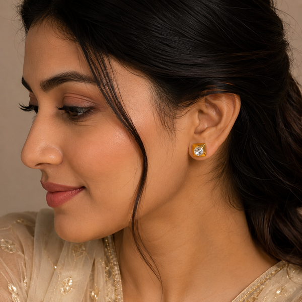 Earrings Emerald Drop Hoop, Zircon Square & Minimal Wave Stud Earrings Set of 3 Pairs