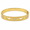 Gold Plain Oval Cuff Star Diamond Motif Kada for Women | Cross Pattern Stone Stainless Steel Ladies Bangle | Minimal Festive Jewellery