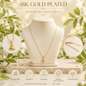 Chain 18K Gold-Plated Slim Chain with Abstract Curved Pendant - House of Viya
