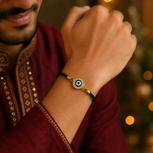 Rakhi Stone-Studded Nazar Evil Eye Motif Design Rakhi