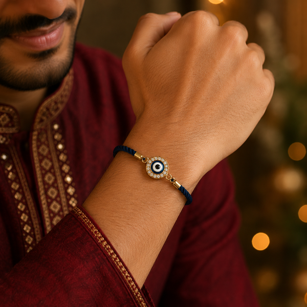 Rakhi Stone-Studded Nazar Evil Eye Motif Design Rakhi