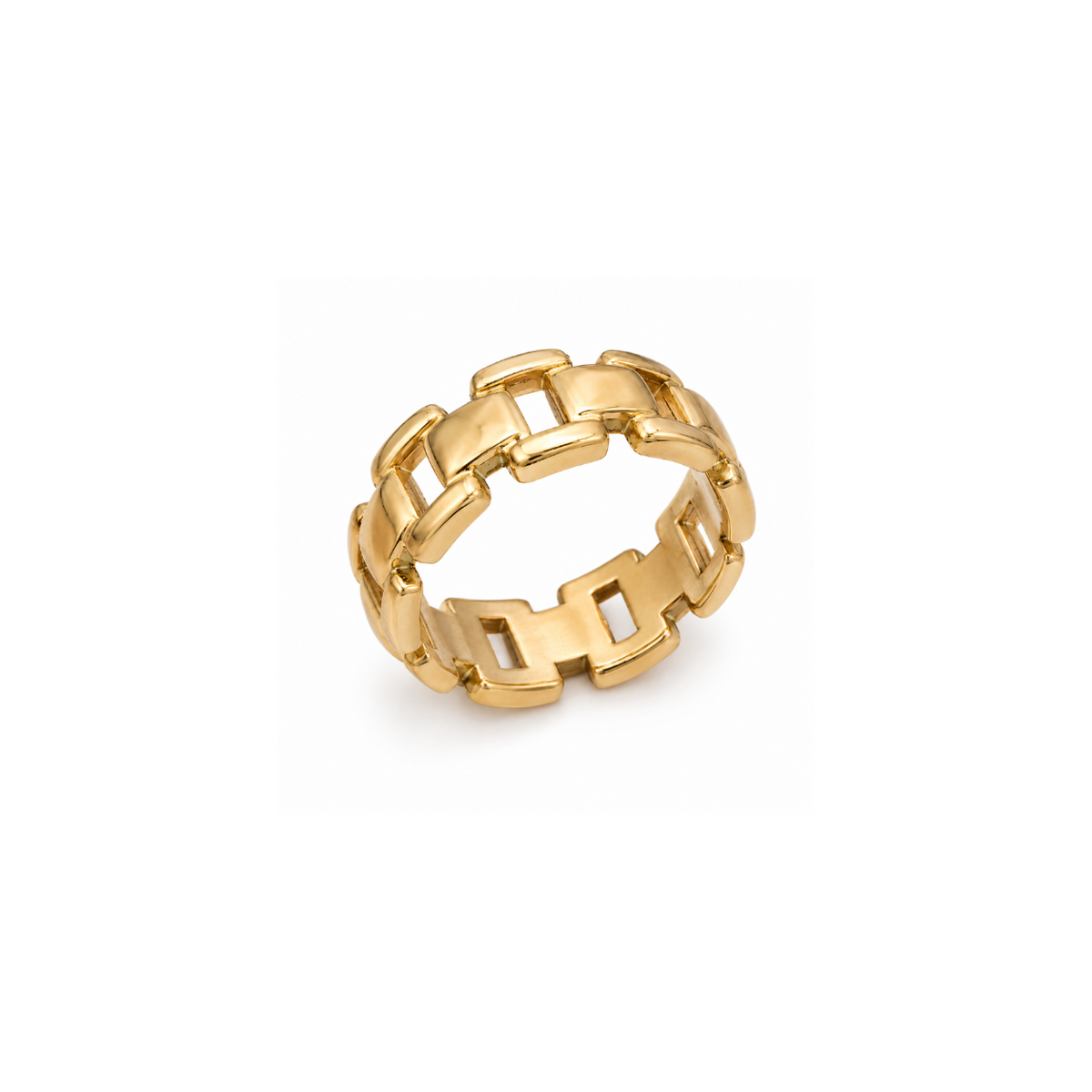 Anti tranish Gold plated Brick link Ring for adults - 1PC