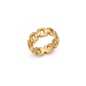Anti tranish Gold plated Brick link Ring for adults - 1PC