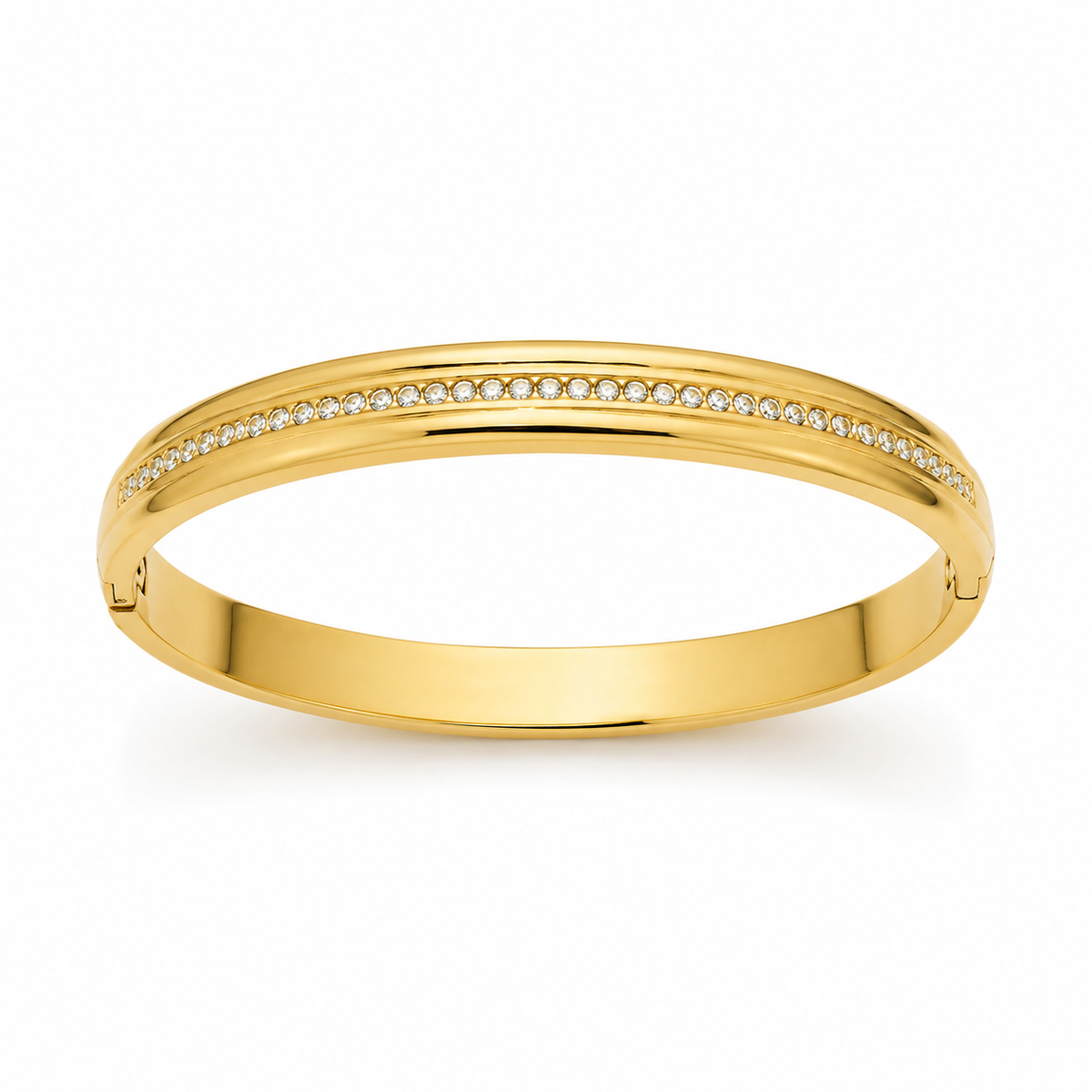 Kadas Gold-Tone Crystal-Studded Polished Finish Broad Kada for Women