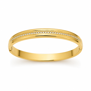 Kadas Gold-Tone Crystal-Studded Polished Finish Broad Kada for Women