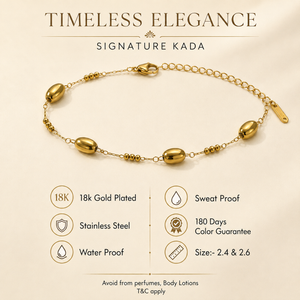 Gold Plated Oval Rice Bead Dual Strand Delicate Chain Bracelet with Lobster Clasp