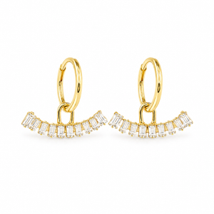 Earrings Gold-Tone Starburst Crown Crystal Drop Earrings - House of Viya