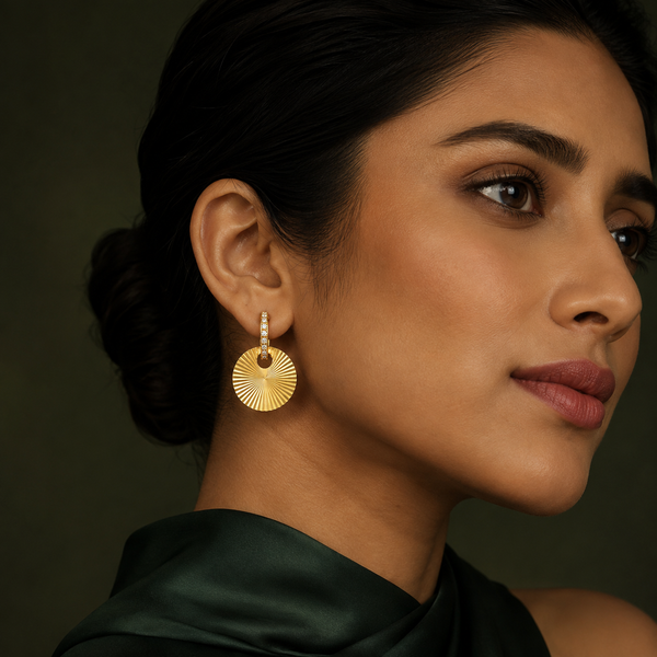 Earrings Gold-Tone Plus Sign Shaped Stone Earrings - House of Viya