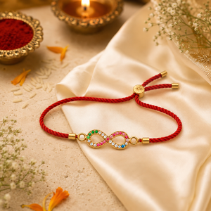 Rakhi Stone-Studded Infinity Motif Charm Design Rakhi