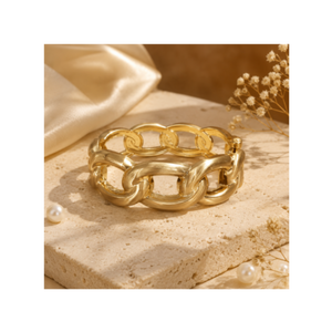 Anti tranish Gold plated Brick link Ring for adults - 1PC