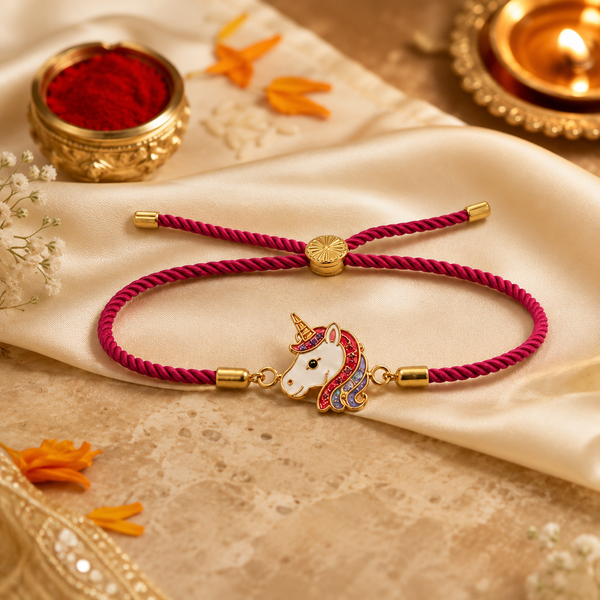Rakhi Stone-Studded Unicorn Motif Kids Character Rakhi