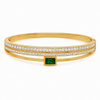 Kadas Gold-Tone White Stone-Studded Kada with Emerald Accent for Women