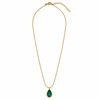 Chain 18K Gold-Plated Fine Chain with Teardrop Green Stone Pendant