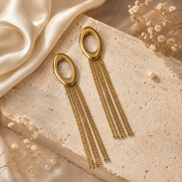 Earrings Gold-Tone Pear-Shaped Crystal Dangle Earrings - House of Viya