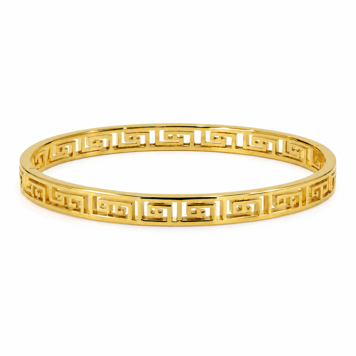 Kadas Gold-Tone Designer Kada with Engraved Geometric Pattern for Women