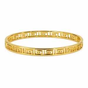 Kadas Gold-Tone Designer Kada with Engraved Geometric Pattern for Women