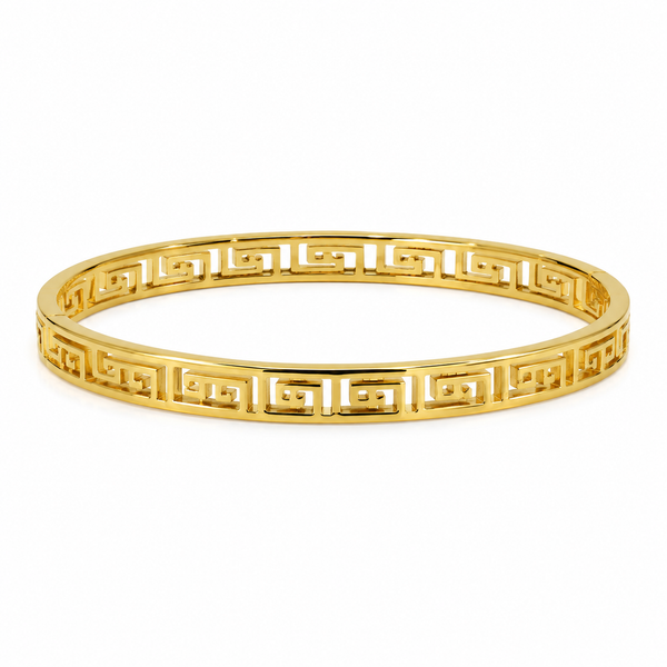 Kadas Gold-Tone Designer Kada with Engraved Geometric Pattern for Women - House of Viya